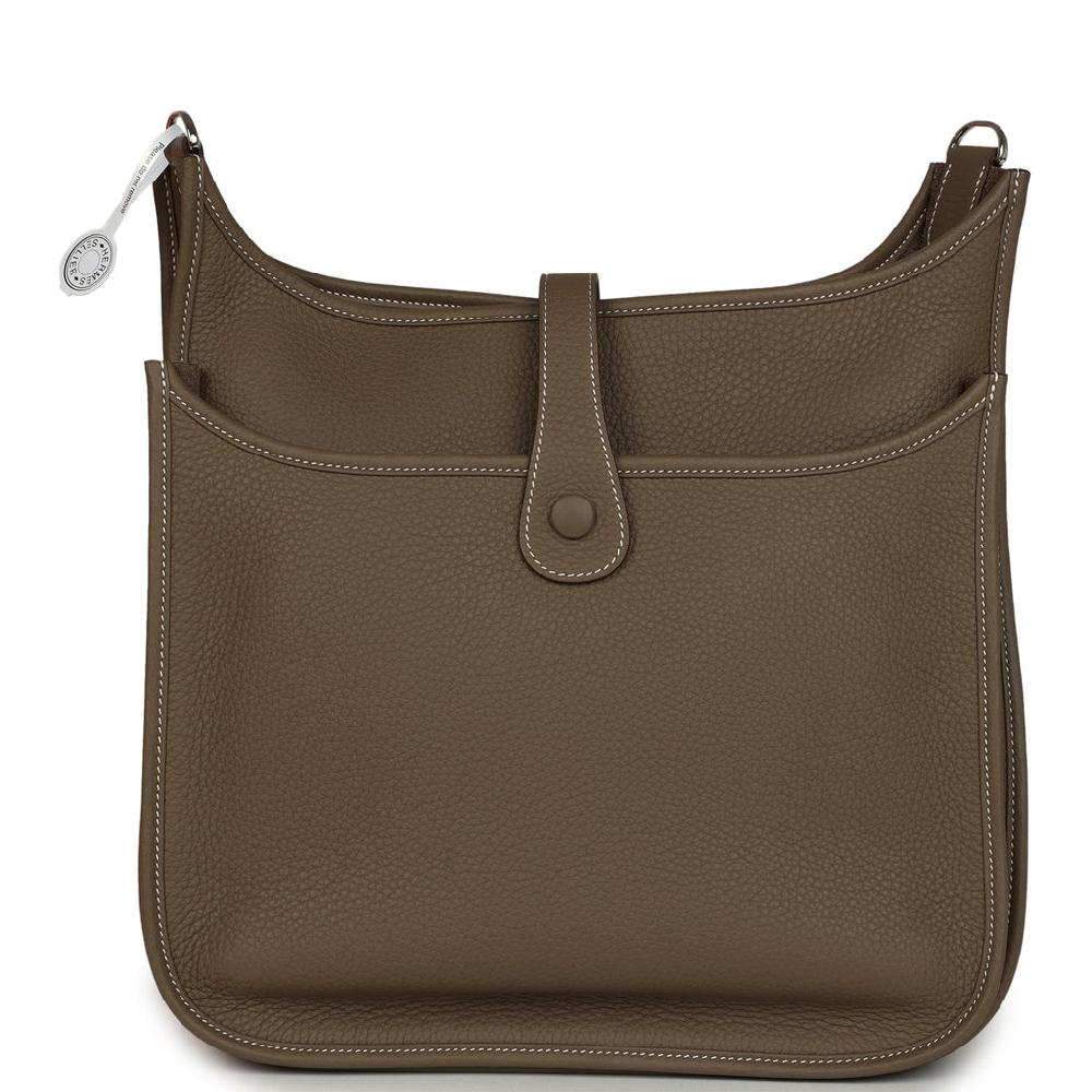 Hermes Evelyne III GM Etoupe Clemence Palladium Hardware