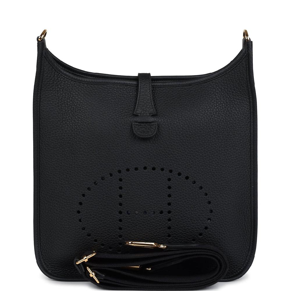 Hermes Evelyne III PM Black Clemence Gold Hardware