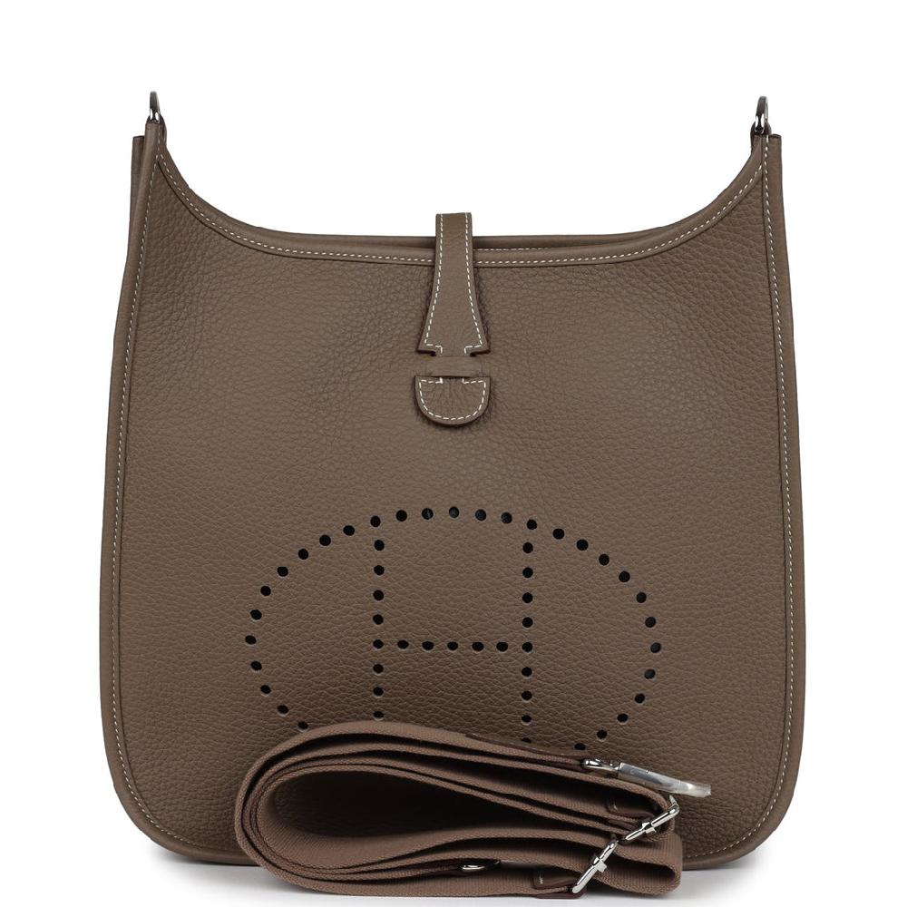 Hermes Evelyne PM Etoupe Clemence Palladium Hardware