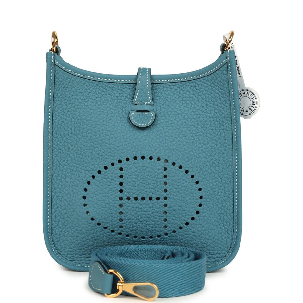 Hermes Evelyne TPM Blue Jean Clemence Gold Hardware