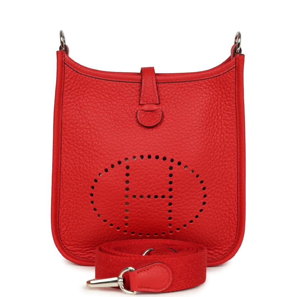 Hermes Evelyne TPM Rouge Radieux Clemence Palladium Hardware
