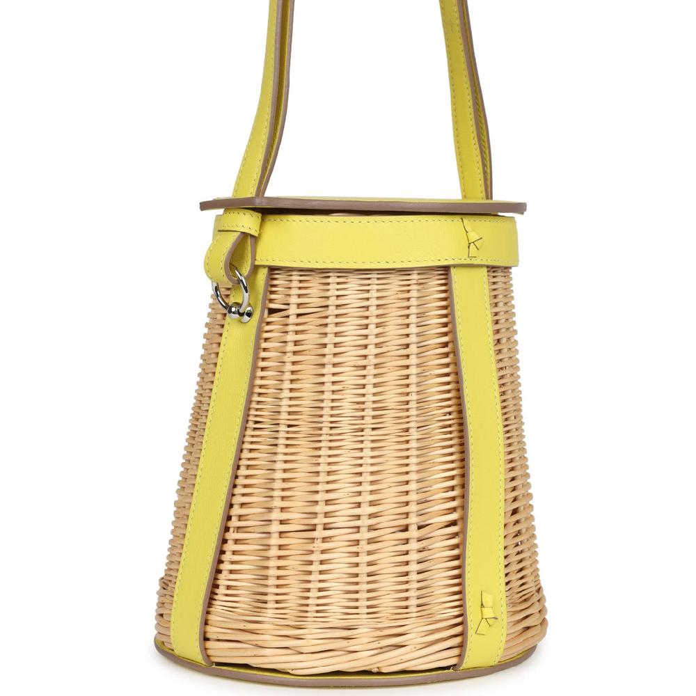 Hermes Farming Picnic Bag Lime Swift And Naturel Osier Wicker Palladium Hardware