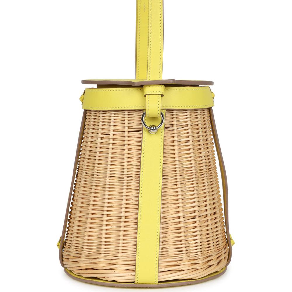 Hermes Farming Picnic Bag Lime Swift And Naturel Osier Wicker Palladium Hardware