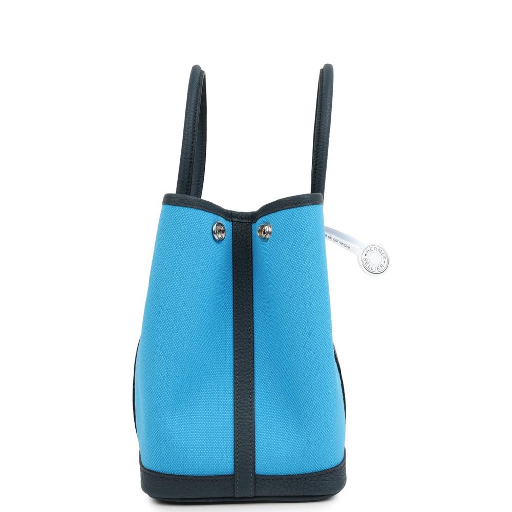 Hermes Garden Party 30 Bleu Riviera Officier Canvas And Bleu De Prusse Negonda Palladium Hardware