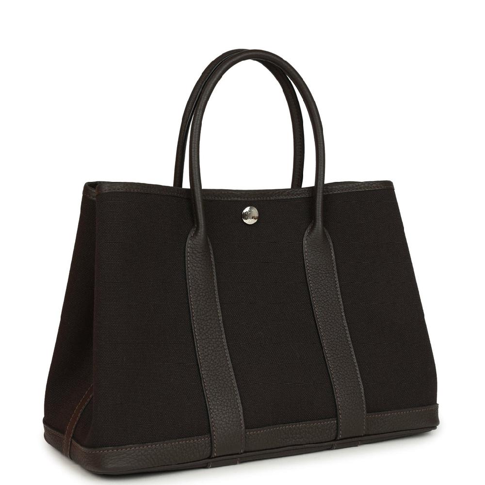 Hermes Garden Party 30 Ebene Toile Officier Canvas And Negonda Palladium Hardware