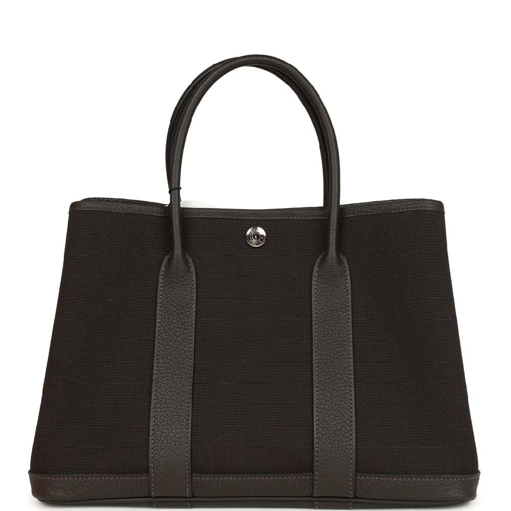 Hermes Garden Party 30 Ebene Toile Officier Canvas And Negonda Palladium Hardware