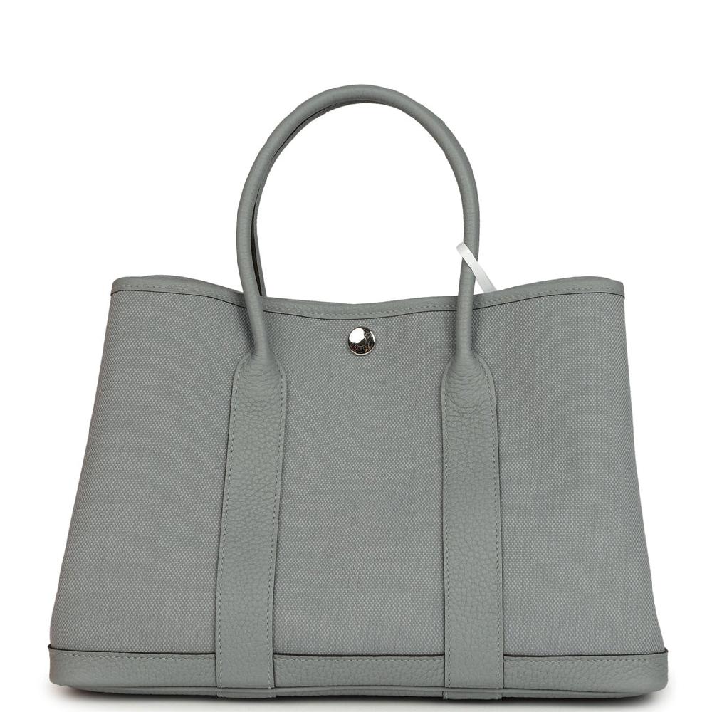 Hermes Garden Party 30 Gris Pantin Officier Canvas And Negonda Palladium Hardware