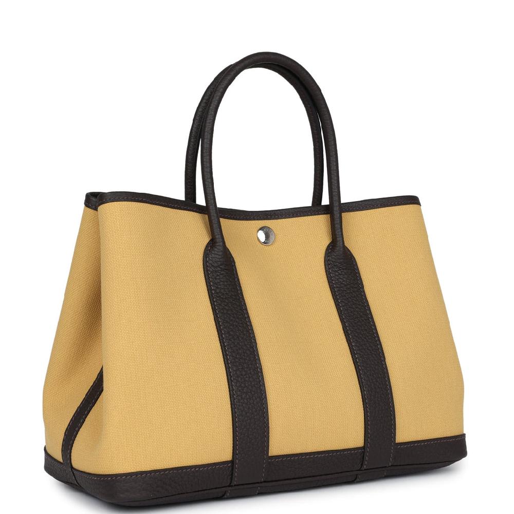 Hermes Garden Party 30 Paille Toile Militaire Canvas And Ebene Negonda Palladium Hardware