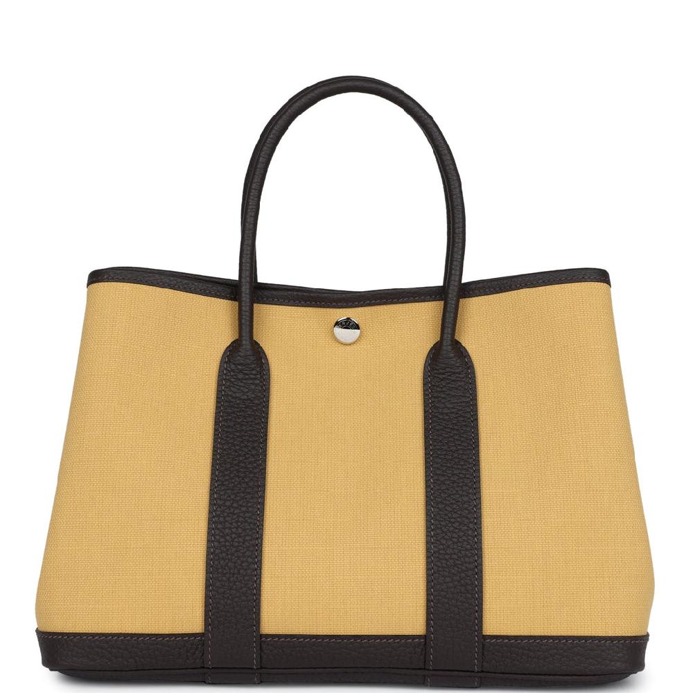 Hermes Garden Party 30 Paille Toile Militaire Canvas And Ebene Negonda Palladium Hardware