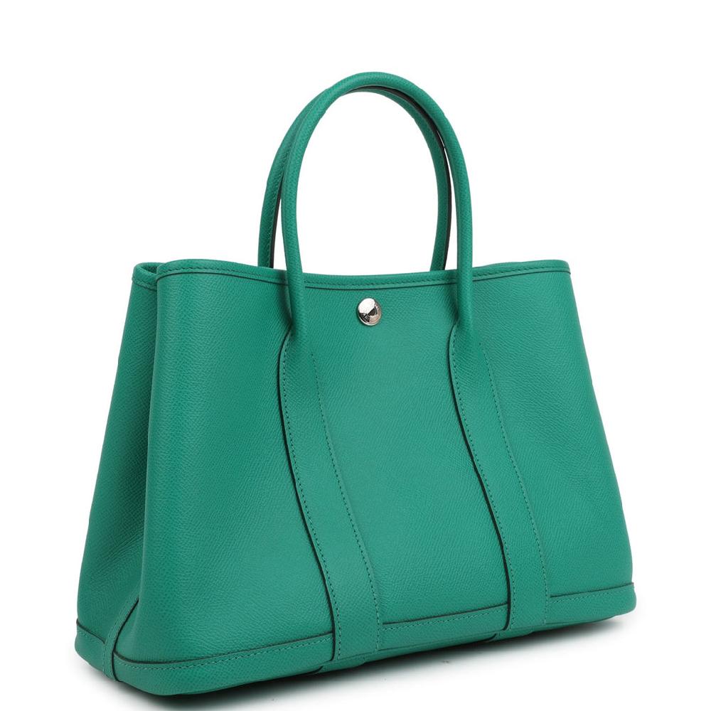 Hermes Garden Party 30 Vert Jade Epsom Palladium Hardware