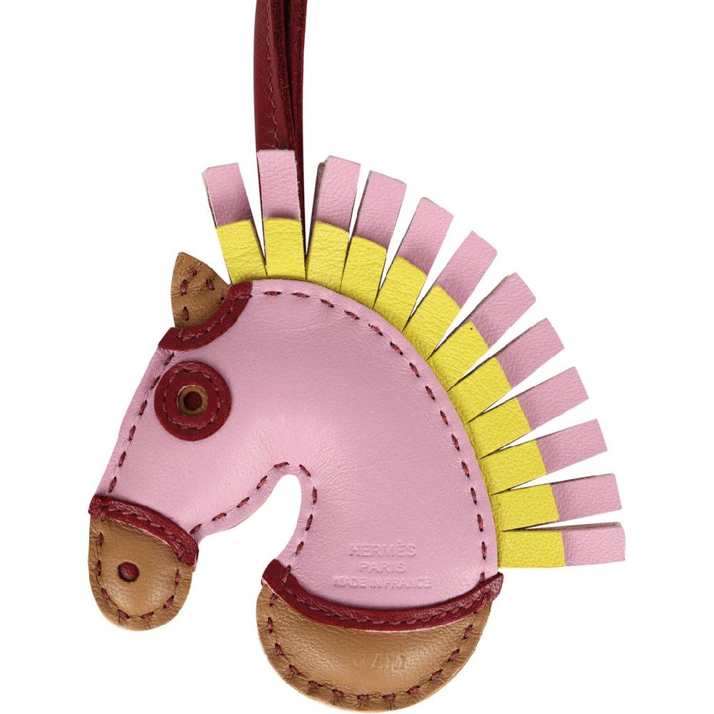 Hermes Geegee Camail Bag Charm Rouge Grenat Mauve Sylvestre Lime & Chai Milo Lambskin