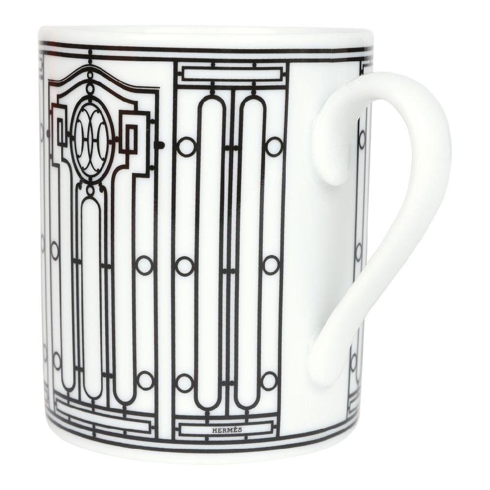 Hermes "H Deco" White/Black Porcelain Mug N°1