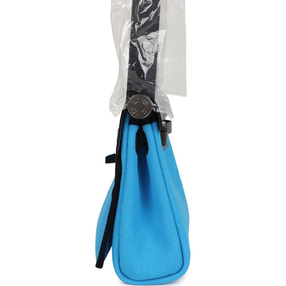 Hermes Herbag Zip 20 Mini Bleu Riviera Toile H Canvas And Black Vache Hunter Palladium Hardware