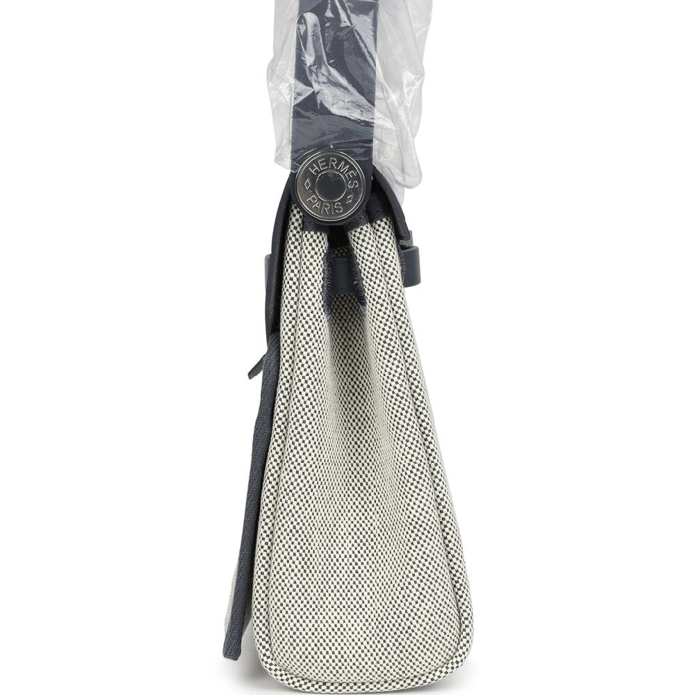 Hermes Herbag Zip 20 Mini Ecru And Ardoise Toile H Canvas And Ardoise Vache Hunter Palladium Hardware