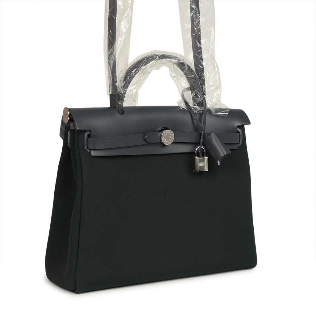 Hermes Herbag Zip PM 31 Vert Cypres Officier Canvas And Ardoise Vache Hunter Palladium Hardware