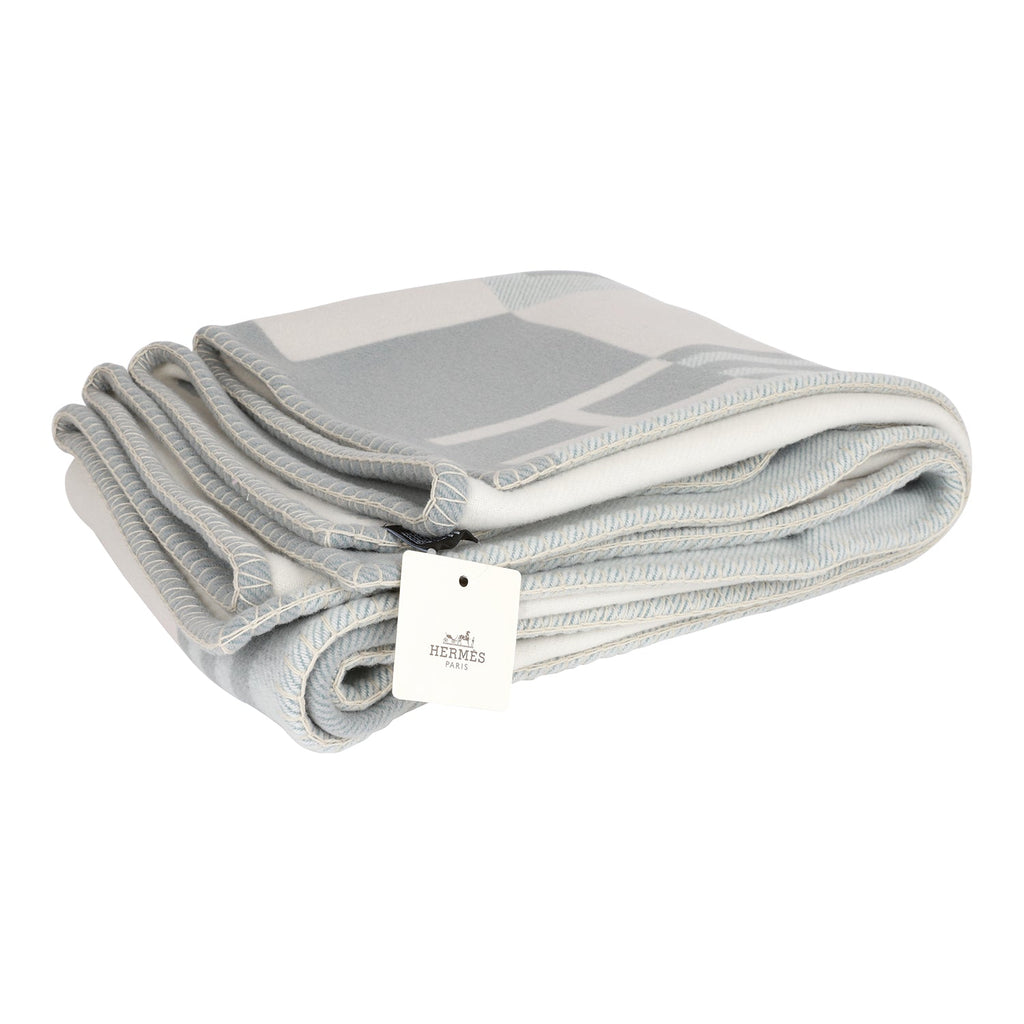 Hermes "Ithaque" Gris And Perle Blanket