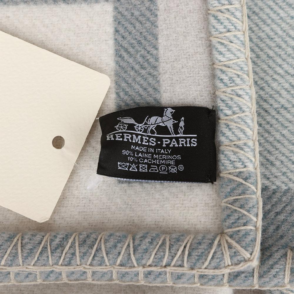 Hermes "Ithaque" Gris And Perle Blanket