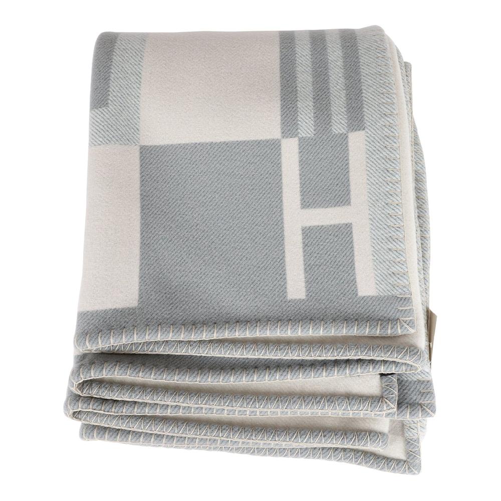 Hermes "Ithaque" Gris and Perle Blanket