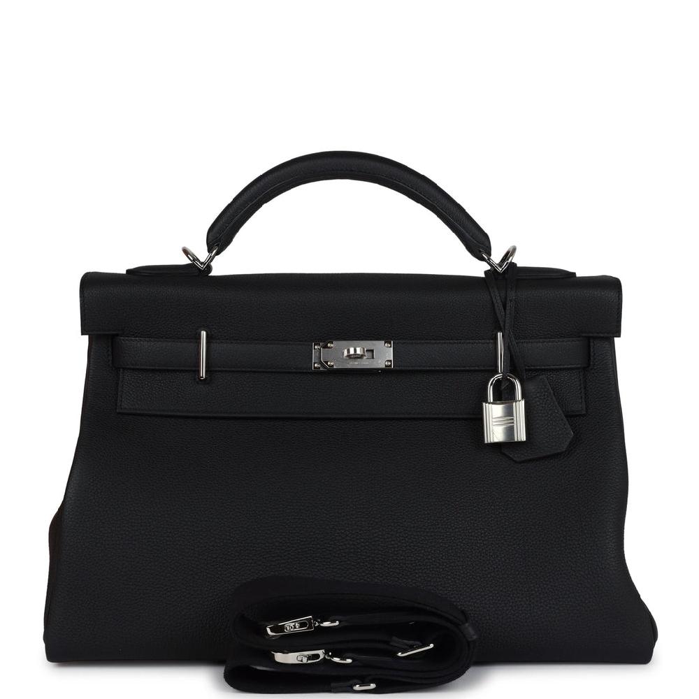 Hermes Kelly 42 Maxi Black Togo Palladium Hardware