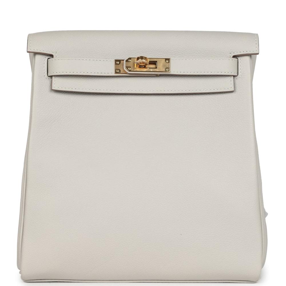Hermes Kelly Ado II Backpack Gris Perle Evercolor Gold Hardware