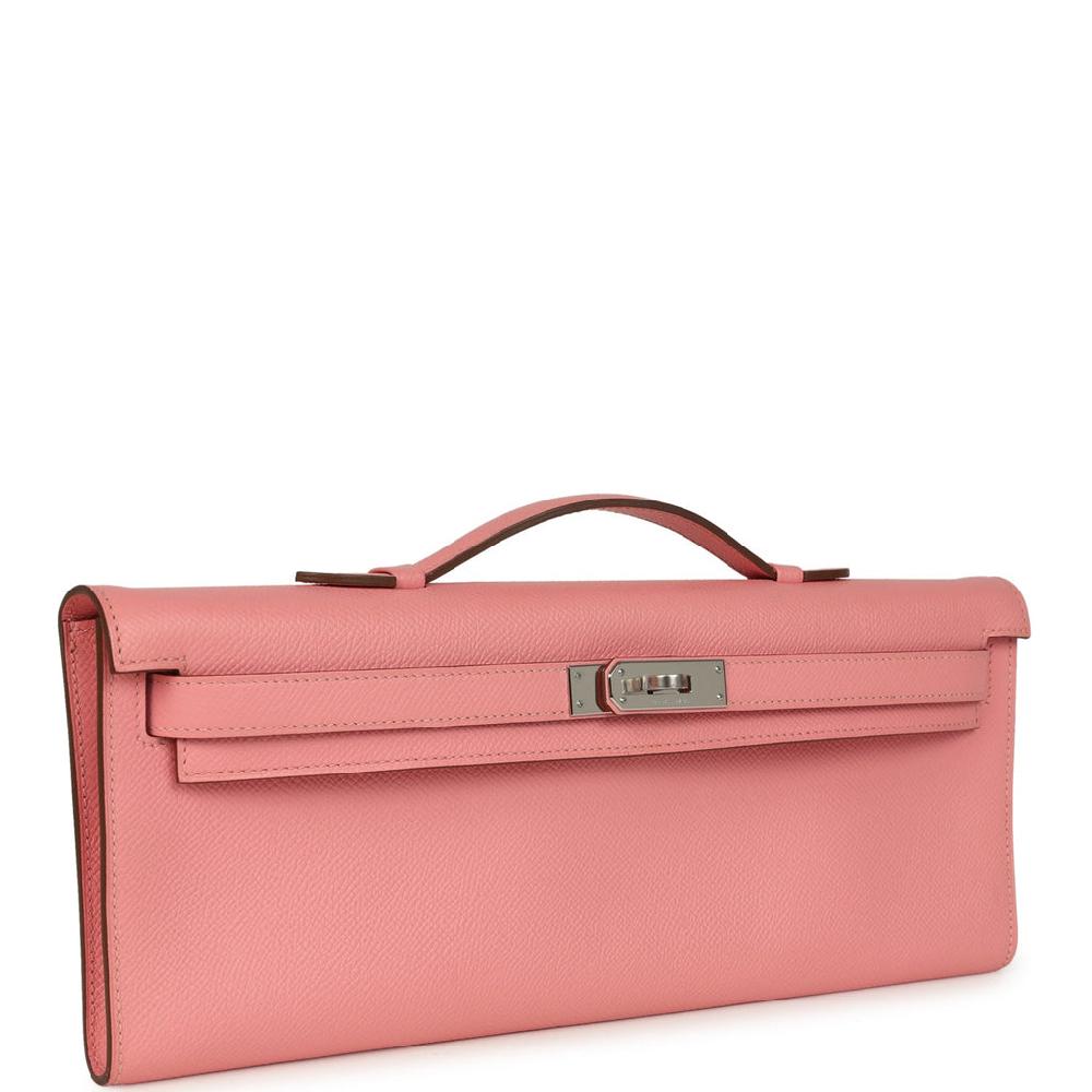 Hermes Kelly Cut Rose Confetti Epsom Palladium Hardware