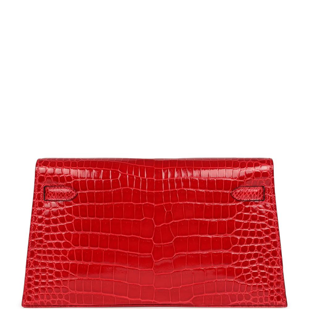 Hermes Kelly Elan Braise Shiny Porosus Crocodile Gold Hardware