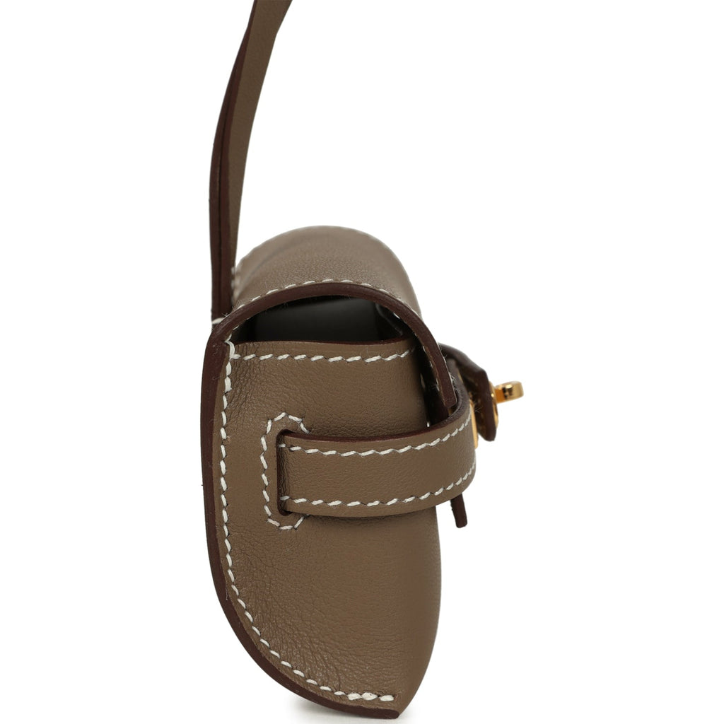 Hermes Kelly Festival Bag Charm Etoupe Swift Gold Hardware