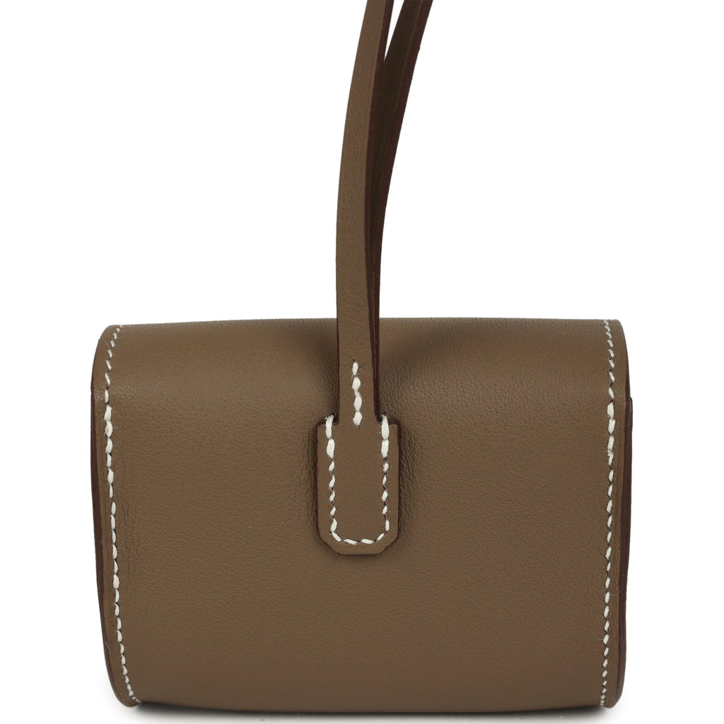 Hermes Kelly Festival Bag Charm Etoupe Swift Gold Hardware