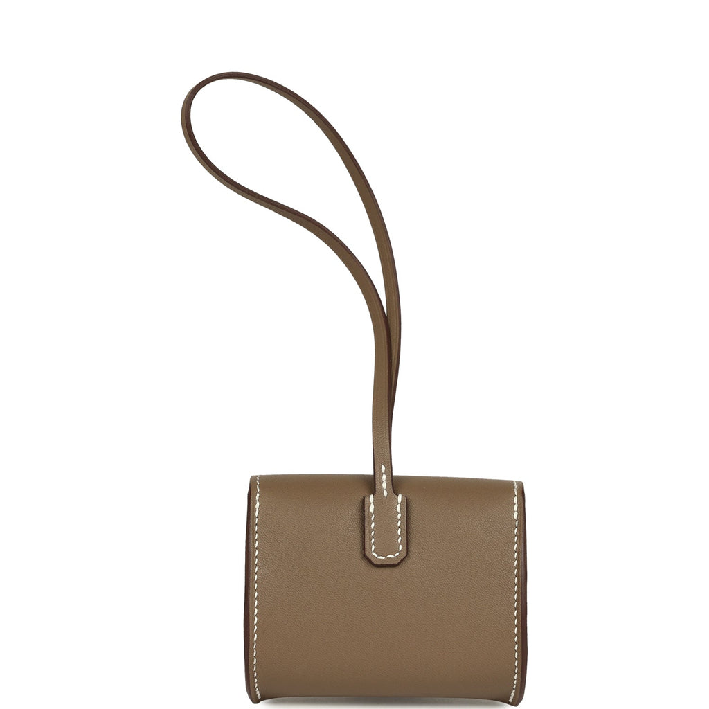 Hermes Kelly Festival Bag Charm Etoupe Swift Gold Hardware