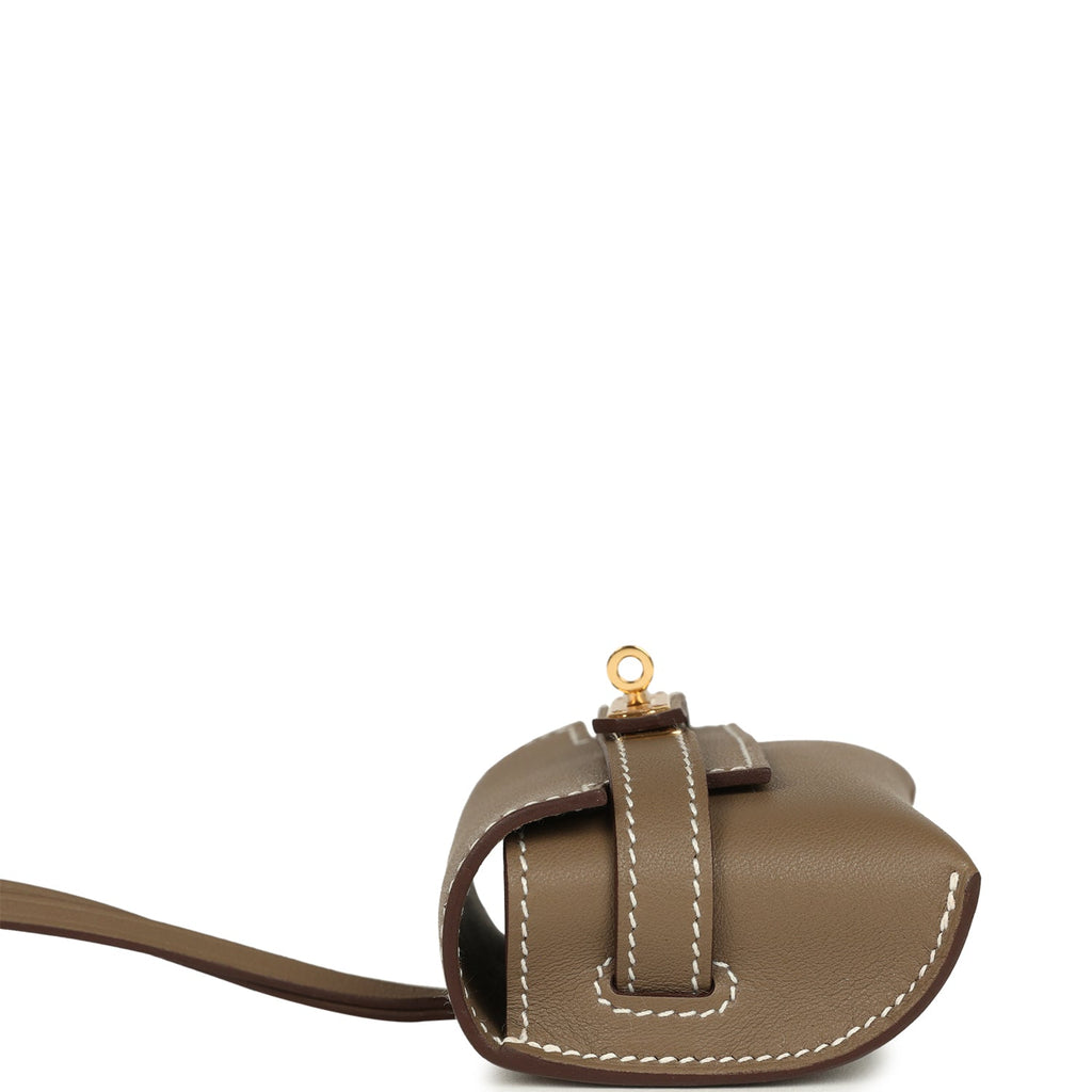 Hermes Kelly Festival Bag Charm Etoupe Swift Gold Hardware
