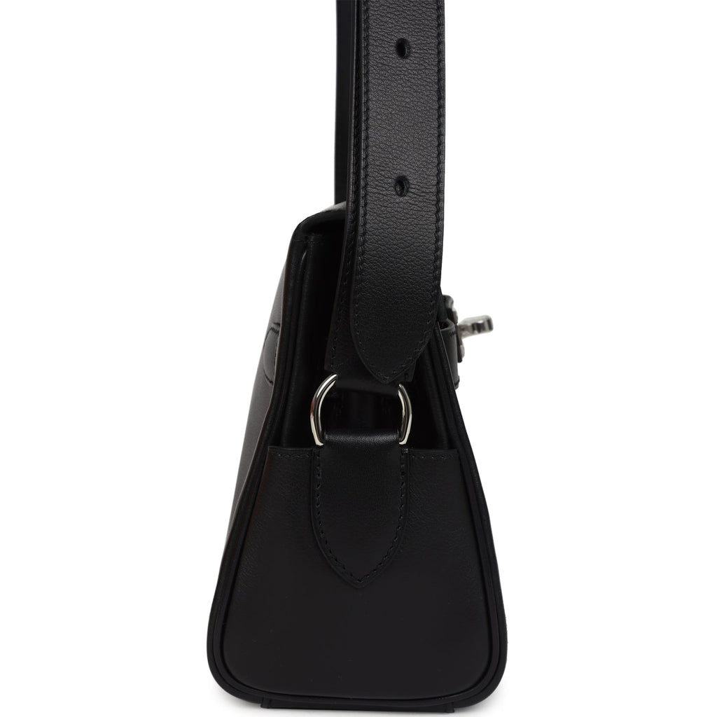 Hermes Kelly Messenger PM Black Evergrain Palladium Hardware