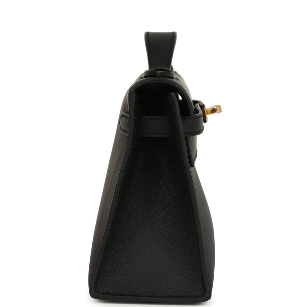 Hermes Kelly Pochette Black Swift Gold Hardware