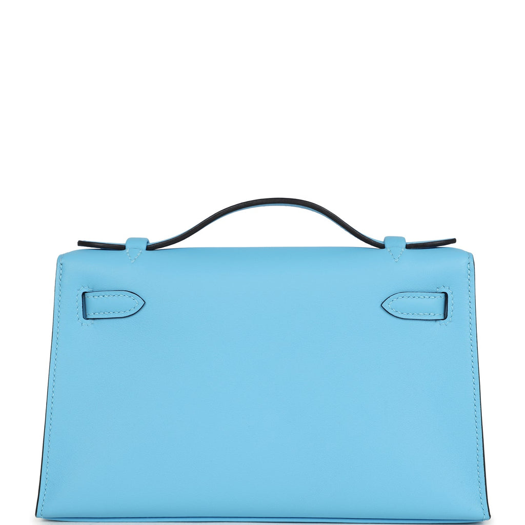 Hermes Kelly Pochette Celeste Swift Palladium Hardware