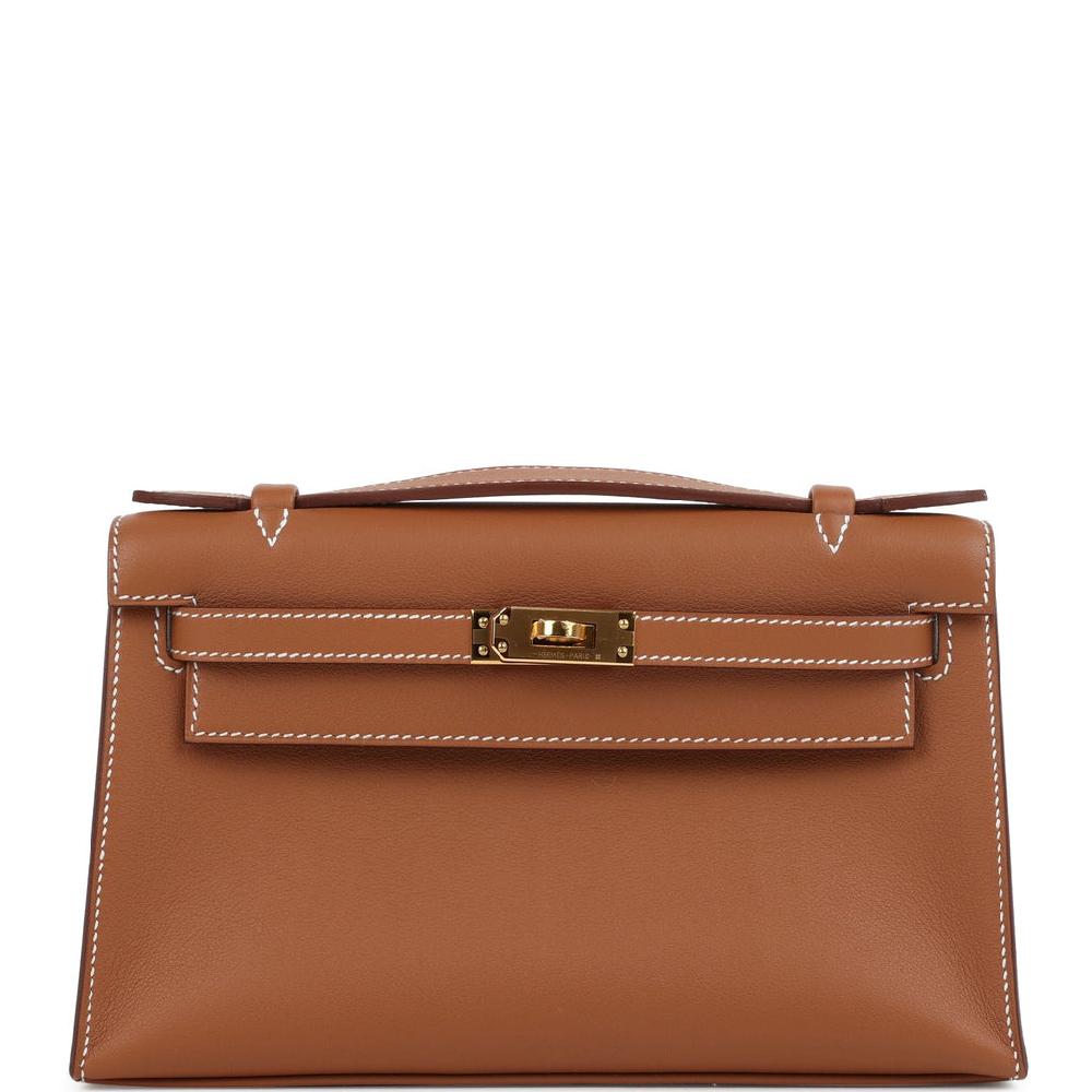 Hermes Kelly Pochette Gold Swift Gold Hardware