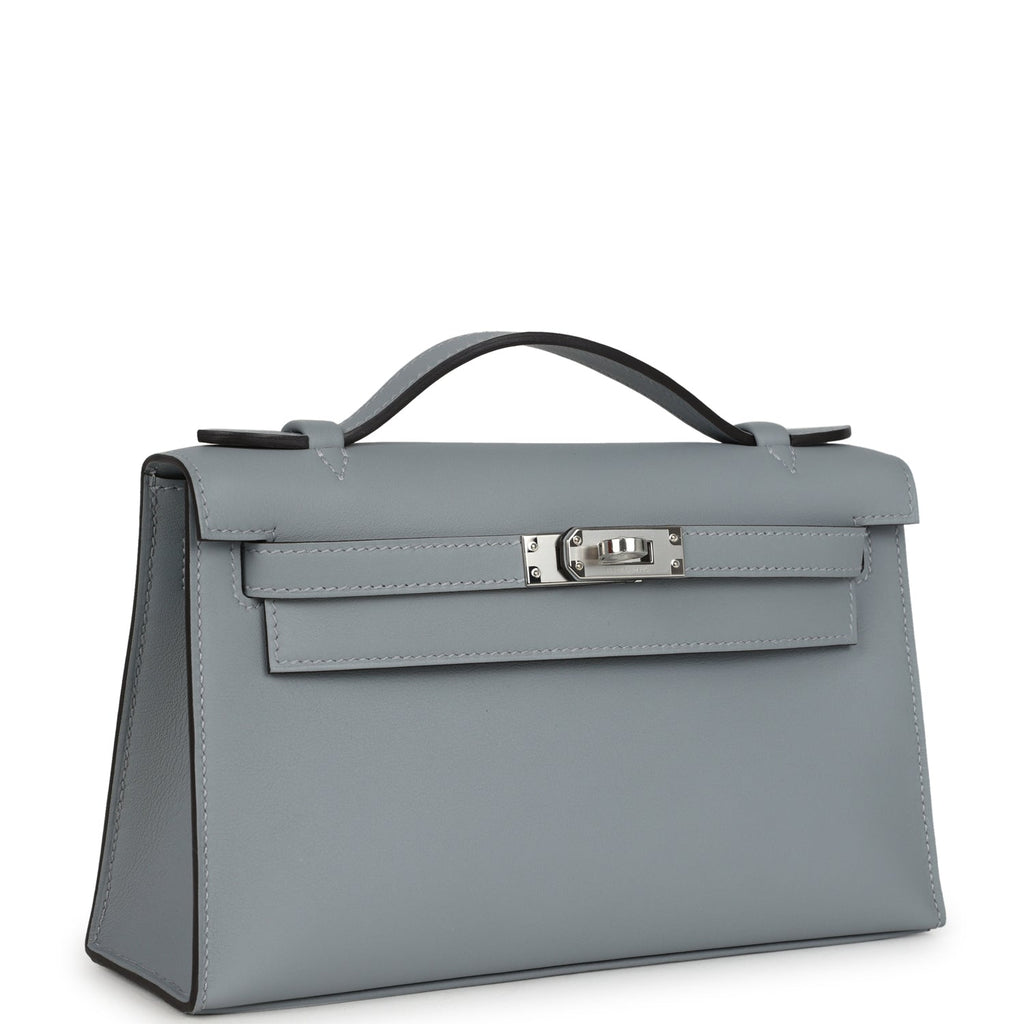 Hermes Kelly Pochette Gris Pantin Swift Palladium Hardware