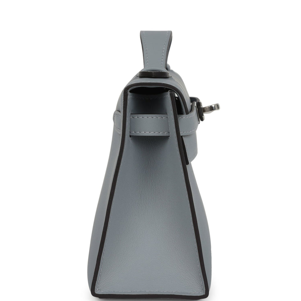 Hermes Kelly Pochette Gris Pantin Swift Palladium Hardware