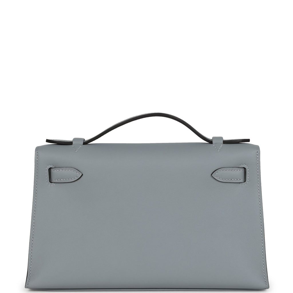 Hermes Kelly Pochette Gris Pantin Swift Palladium Hardware