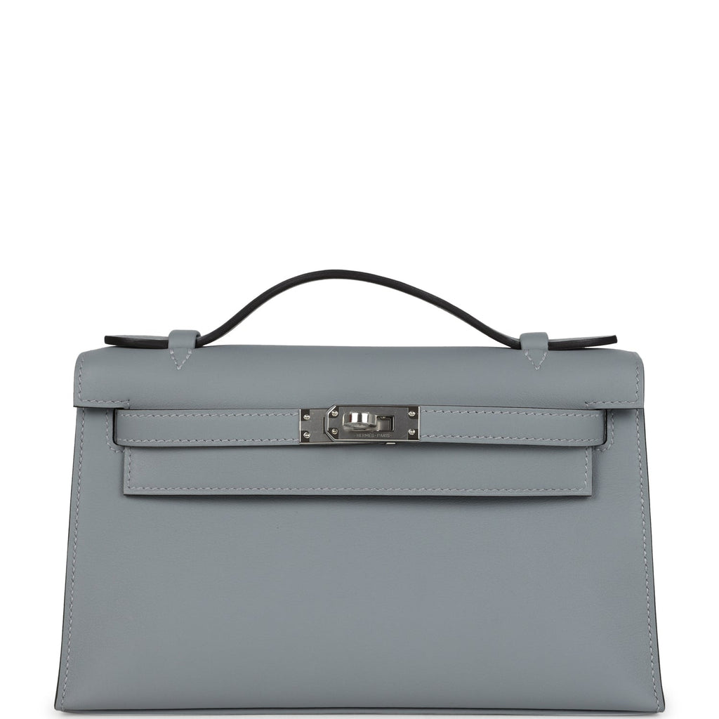 Hermes Kelly Pochette Gris Pantin Swift Palladium Hardware