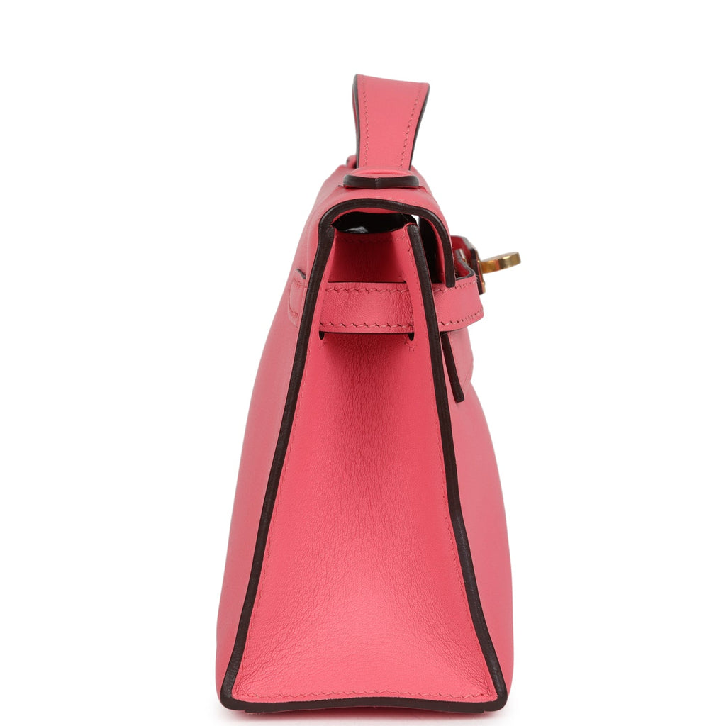 Hermes Kelly Pochette Rose Azalee Swift Gold Hardware