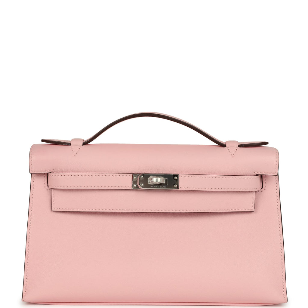 Hermes Kelly Pochette Rose Sakura Swift Palladium Hardware