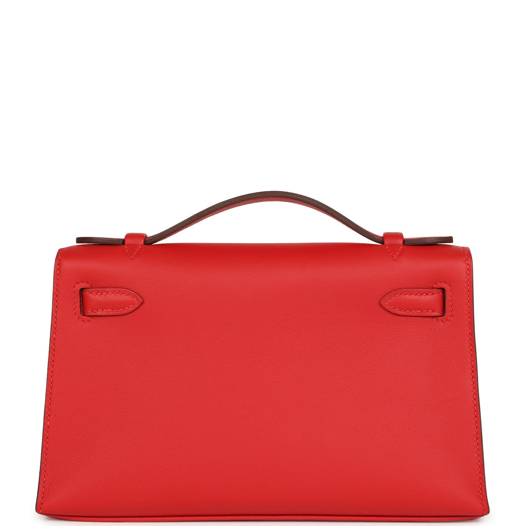 Hermes Kelly Pochette Rouge Radieux Swift Gold Hardware