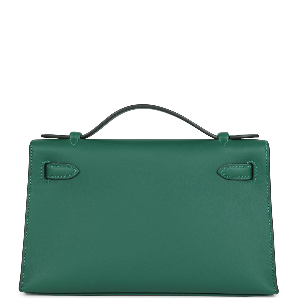 Hermes Kelly Pochette Vert Moyen Swift Palladium Hardware