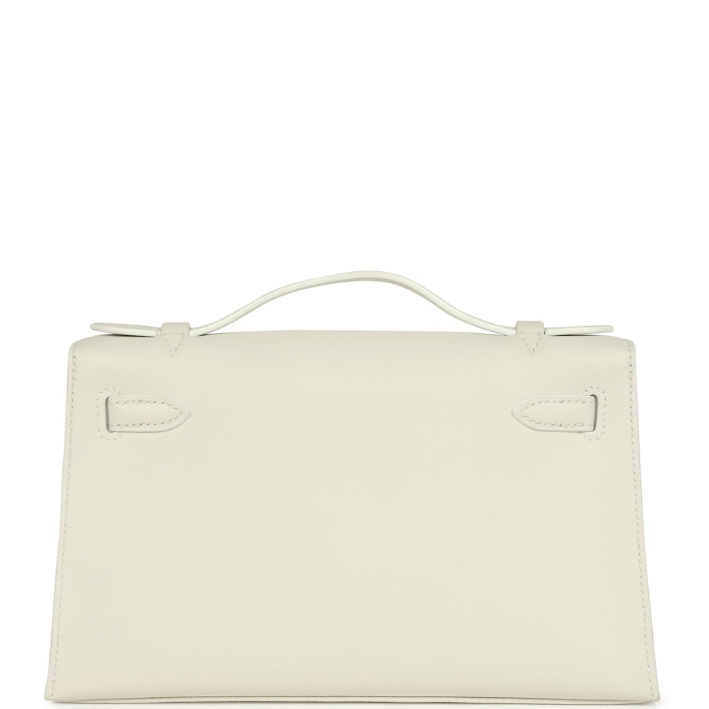 Hermes Kelly Pochette White Swift Gold Hardware