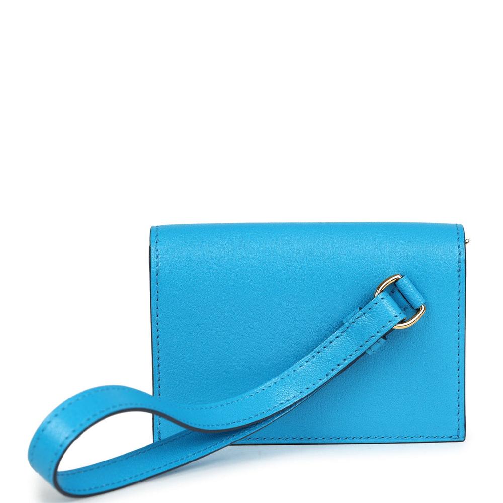 Hermes Kelly Pocket Slim Wallet Bleu Frida Chevre Gold Hardware