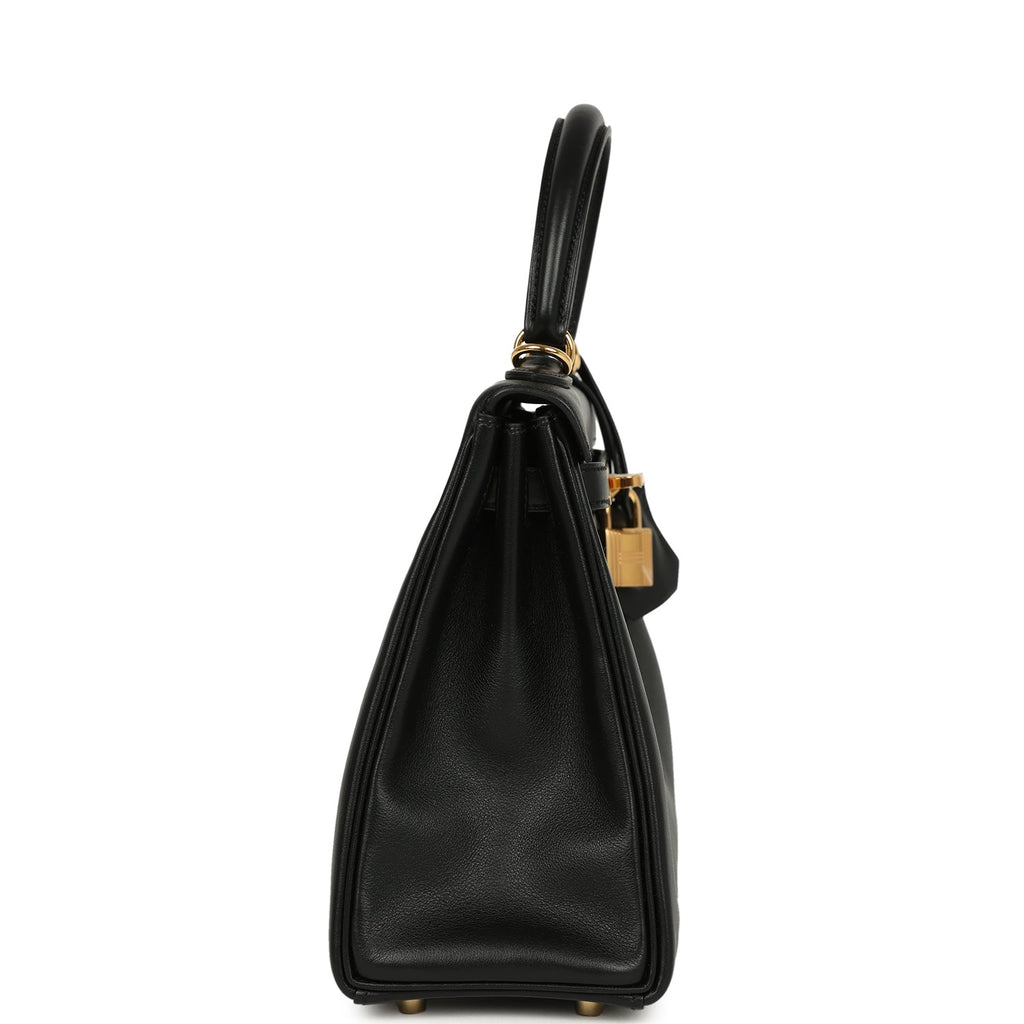 Hermes Kelly Retourne 25 Black Cheri Gold Hardware