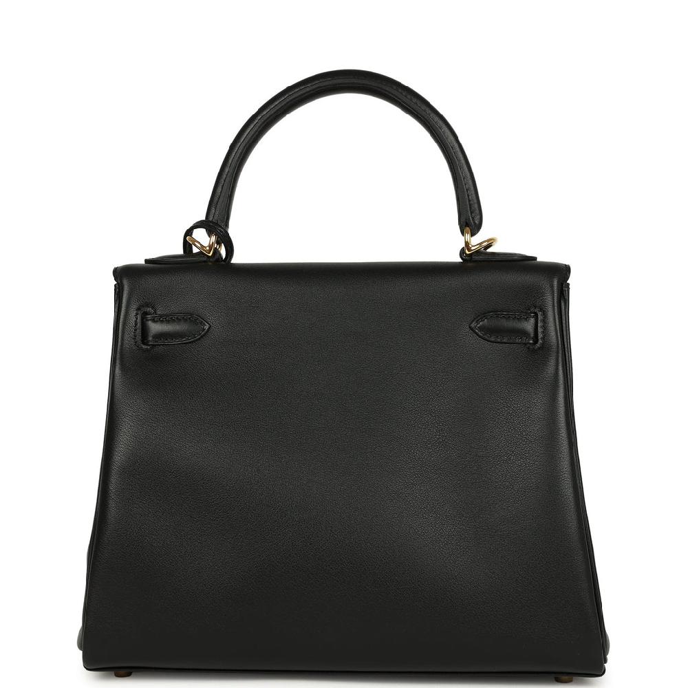 Hermes Kelly Retourne 25 Black Cheri Gold Hardware