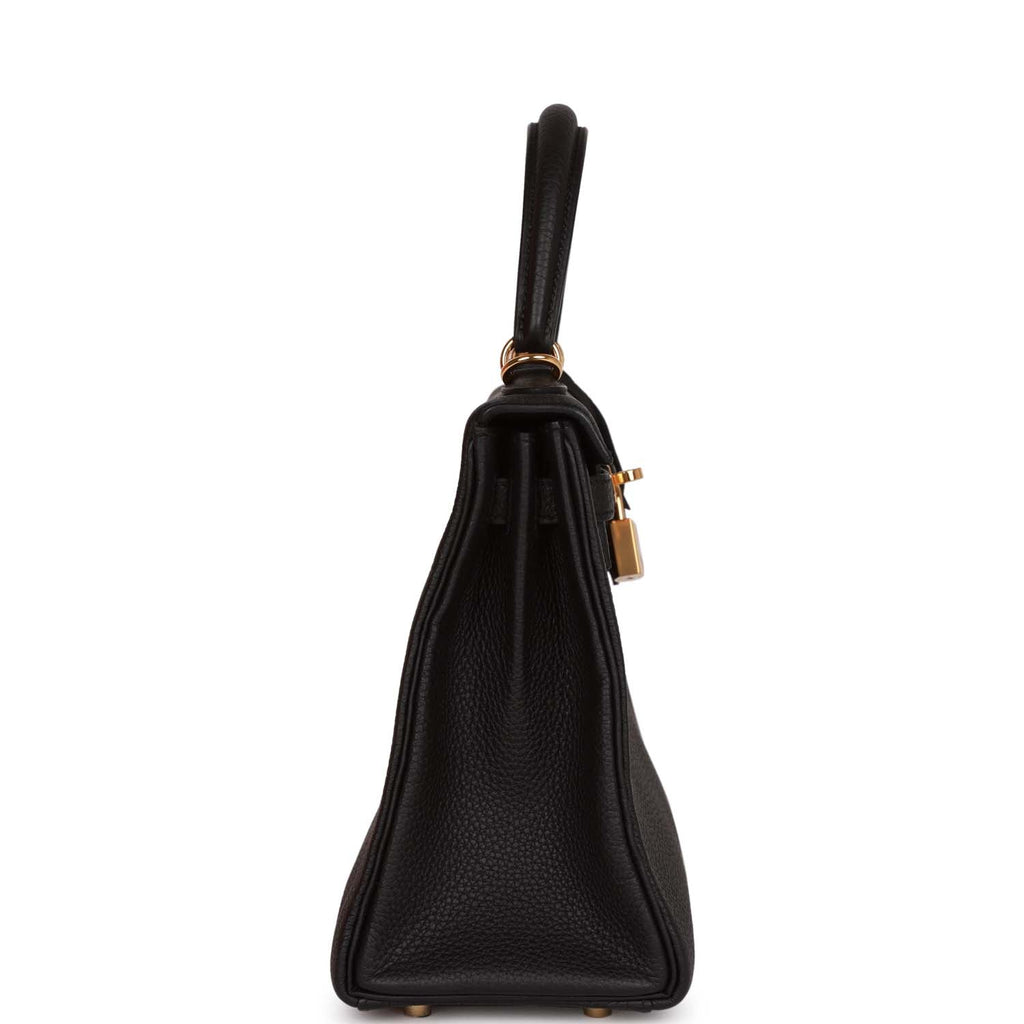 Hermes Kelly Retourne 25 Black Togo Gold Hardware