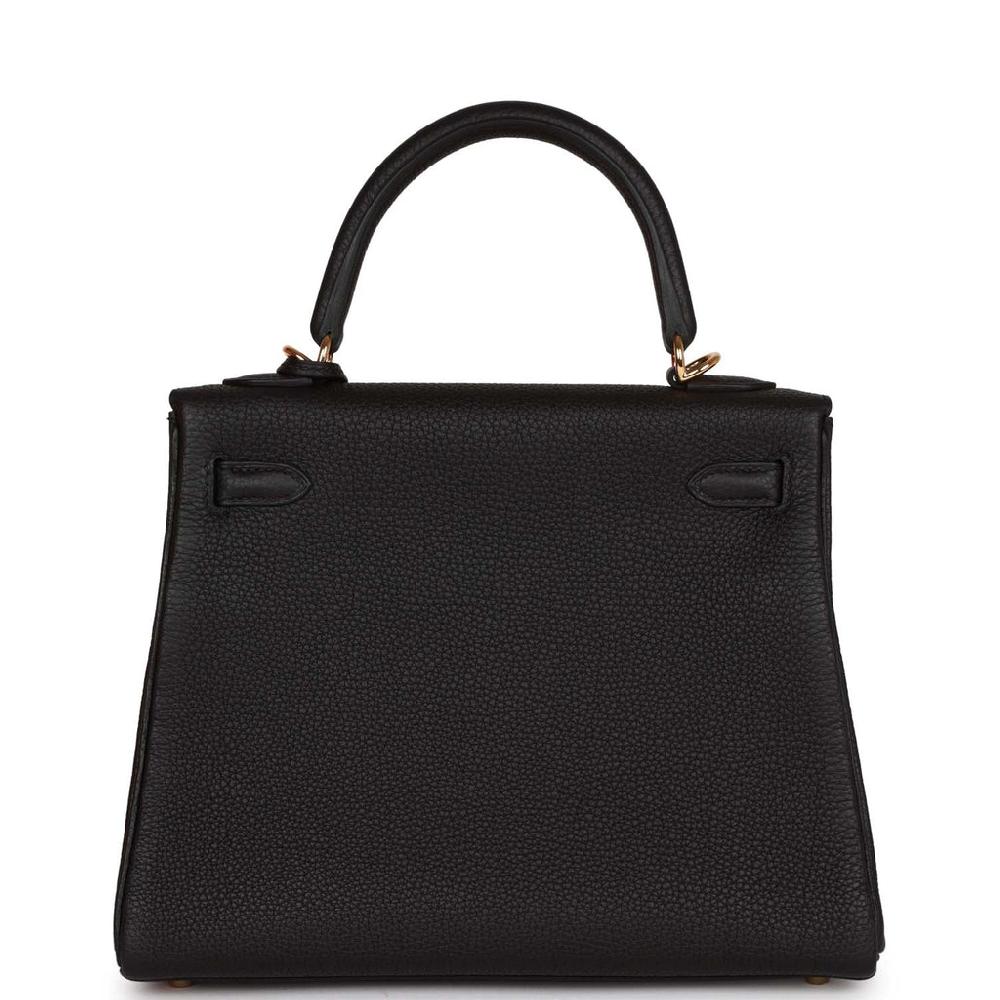 Hermes Kelly Retourne 25 Black Togo Gold Hardware