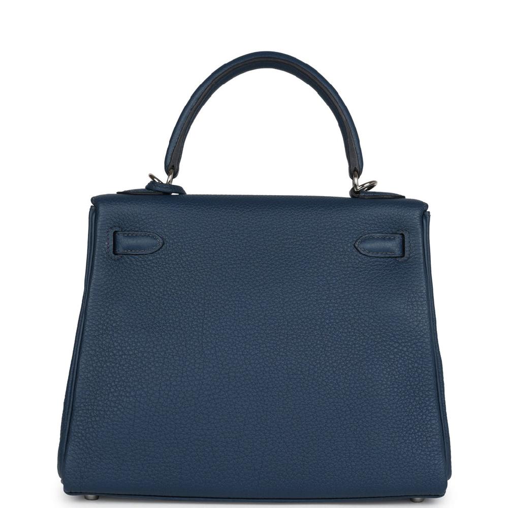 Hermes Kelly Retourne 25 Bleu De Prusse Togo Palladium Hardware