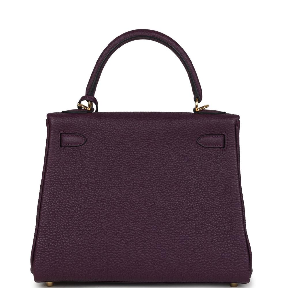 Hermes Kelly Retourne 25 Cassis Togo Gold Hardware
